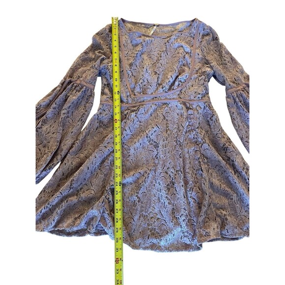 Free People Size‎ PS Moonlight Bay Paisley Long Sleeve Peasant Mini Dress Boho - Picture 5 of 10